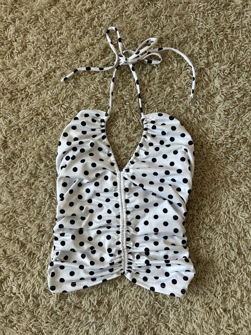 Kimchi Blue White Halter Polka Dot Top Size XXS
